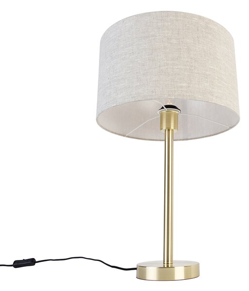 Klasická stolní lampa mosazná se světle šedým stínítkem 35 cm - Simplo
