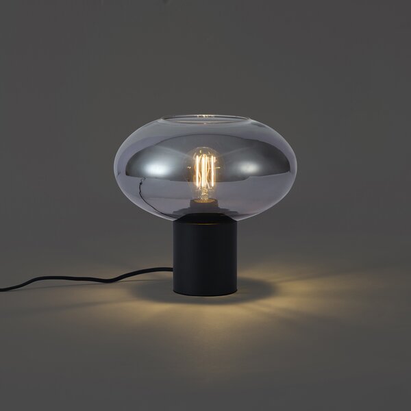 Designová stolní lampa černá s kouřovým sklem - Umbrella