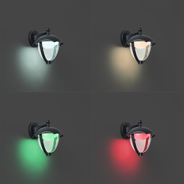 Chytré venkovní nástěnné svítidlo černé s čirým sklem vč. LED IP54 - Classica