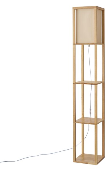 Moderní stojací lampa dřevěná s béžovým stínidlem - Stojan