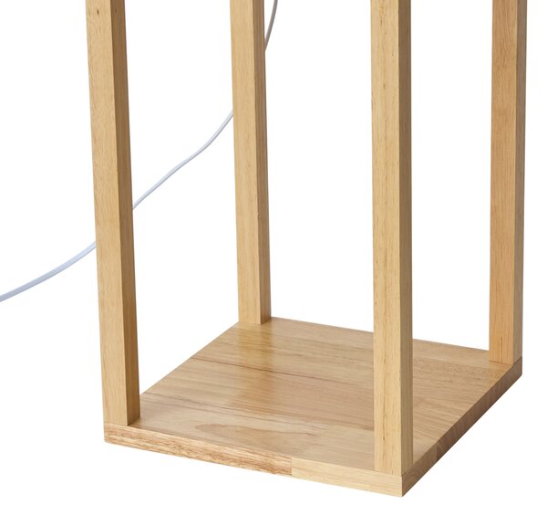 Moderní stojací lampa dřevěná s béžovým stínidlem - Stojan