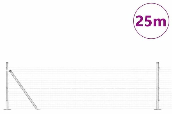 Ocelová brána do zahrady, stříbrně šedá, 0,6 x 25 metrů – odolné oplocení a pevná bariéra