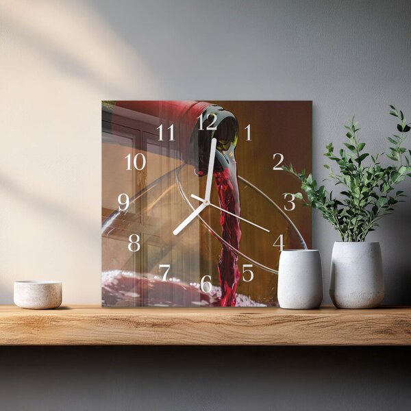 Skleněné hodiny Víno zskb-30x30-00084879