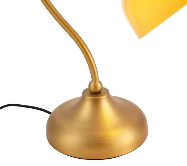 Klasická stolní lampa bronzová s oranžovým opálovým sklem - Clerk