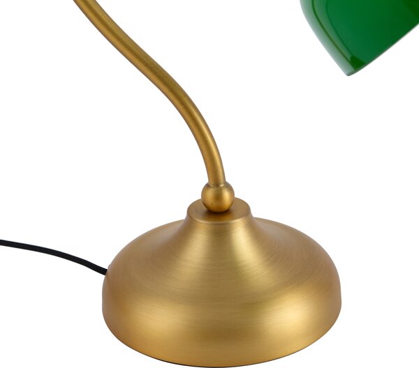 Klasická stolní lampa bronzová se zeleným opálovým sklem - Clerk