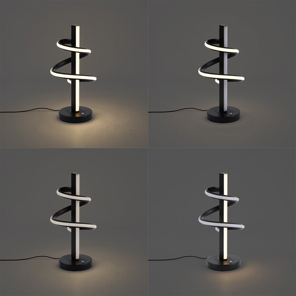 Designová stolní lampa černá vč. LED stmívatelná s 3-stupňovým spínačem - Rolla