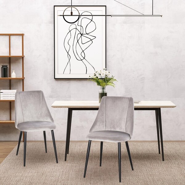 Jídelní židle - Kuchyňská židle - Židle s opěradlem - Pohodlná židle - Židle čalouněná velurem - Šedá barva - Ergonomický design