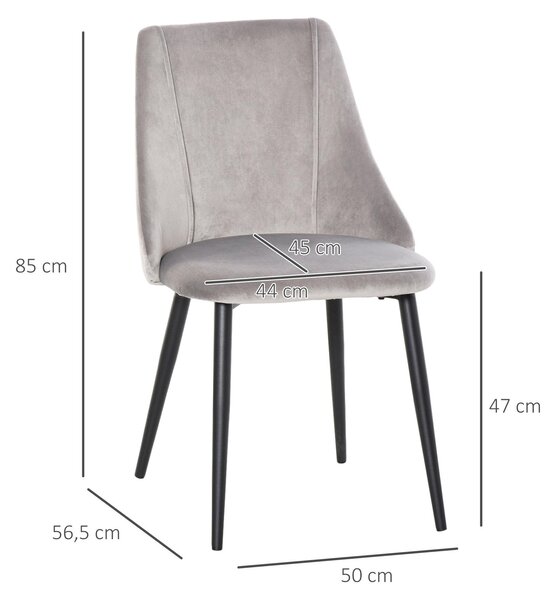 Jídelní židle - Kuchyňská židle - Židle s opěradlem - Pohodlná židle - Židle čalouněná velurem - Šedá barva - Ergonomický design