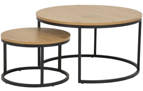 Scandi Set dvou přírodních lakovaných konferenčních stolků Sprut 80/50 cm