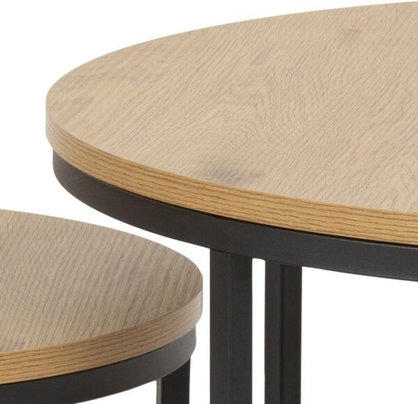 Scandi Set dvou přírodních lakovaných konferenčních stolků Sprut 80/50 cm