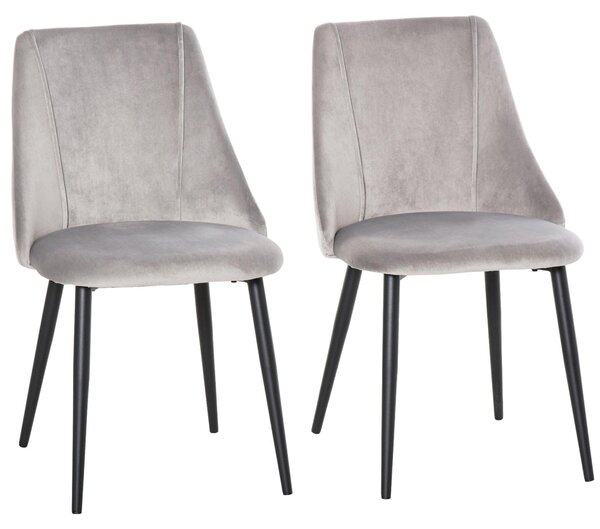 Jídelní židle - Kuchyňská židle - Židle s opěradlem - Pohodlná židle - Židle čalouněná velurem - Šedá barva - Ergonomický design