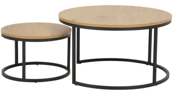 Scandi Set dvou přírodních lakovaných konferenčních stolků Sprut 80/50 cm