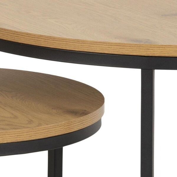 Scandi Set dvou přírodních lakovaných konferenčních stolků Sprut 80/50 cm