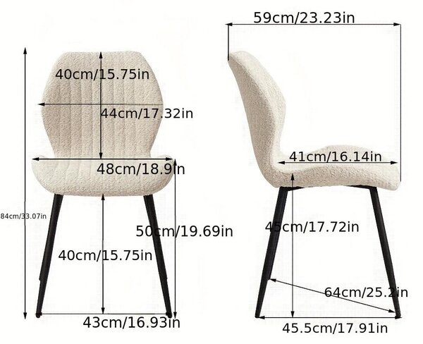 Jídelní židle – křeslo s tvarovaným sedákem – otočná židle – styl mid-century modern – ergonomická – béžová látka – sada 4 kusů