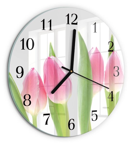 Skleněné nástěnné hodiny Tulipány zsoc-fi30-00178929