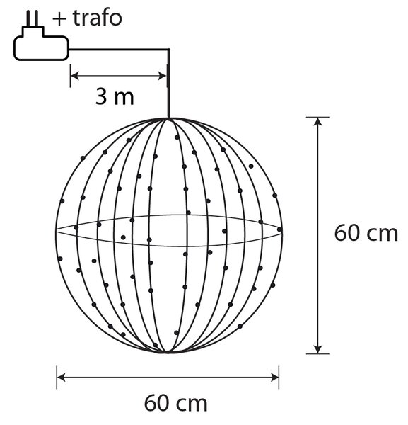 Vánoční závěsná lampa koule bílá 60 cm vč. LED s časovačem IP44 - Nobi