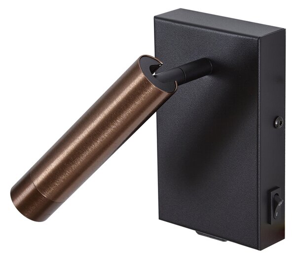 Moderní nástěnná lampa černá s tmavě bronzovou nastavitelná s USB-C - Croft