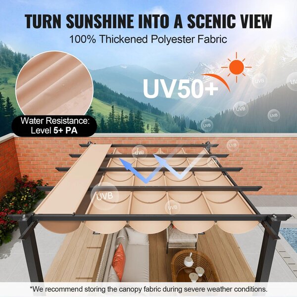 Pergola – Výsuvná venkovní stříška – Hliníková konstrukce – Ochrana proti UV záření 50+ – Rozměry 3x3 metry