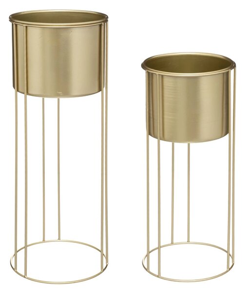 KOVOVÝ KVĚTINÁČ SE STOJÁNEM MAX GOLD SADA 2KS 58X21,5 CM+41,5X18,5 CM ZLATÁ