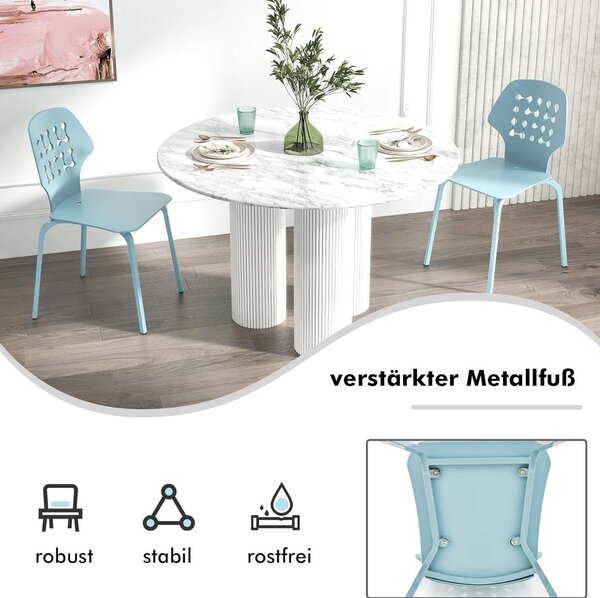 Jídelní židle - Kuchyňská židle - Židle - Pohodlná židle - Modrá barva - Ergonomická opěrka zad - Robustní kovová konstrukce, nosnost 150 kg