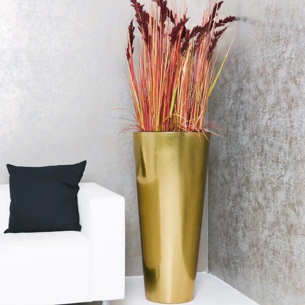 Luxusní květináč RONDO CLASSICO 100, sklolaminát, výška 100 cm, zlatá metalíza