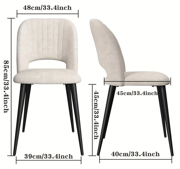 Jídelní židle - Židle - Židle s opěradlem ve tvaru sedáku - Kuchyňská židle - Designová židle - Sada 2 kusů - Čalounění z veluru