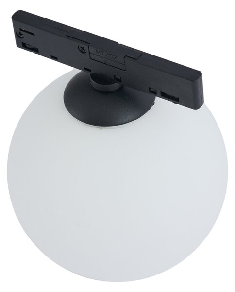 Moderní stropní svítidlo černé s bílým sklem pro 1fázový kolejnicový systém - Slimline Eira