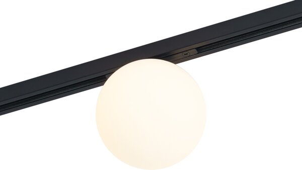 Moderní stropní svítidlo černé s bílým sklem pro 1fázový kolejnicový systém - Slimline Eira