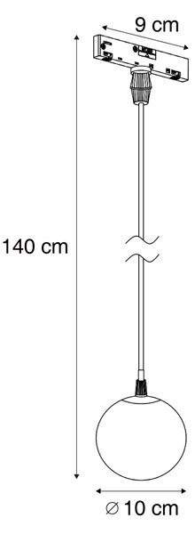 Moderní závěsné svítidlo černé s bílým sklem pro 1fázový kolejnicový systém - Slimline Eira