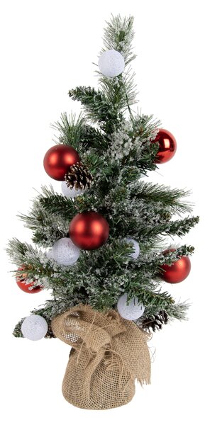 Vánoční stromek bílý s červenou 60 cm vč. LED s časovačem - Jack