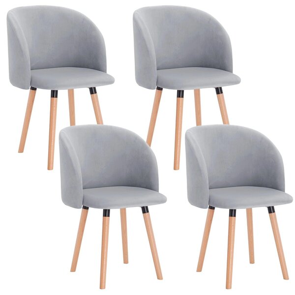 Jídelní židle - Sada 4 kusů - Židle - Dřevěné židle - Ergonomický design - Masivní dřevěná konstrukce - Šedá barva