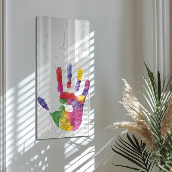 Skleněné hodiny vertikální Ruka zsppb-30x60-00091056