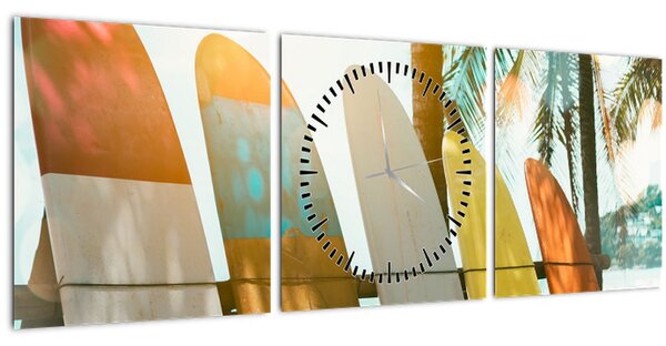 Obraz - Surfovací prkna (s hodinami) (90x30 cm)