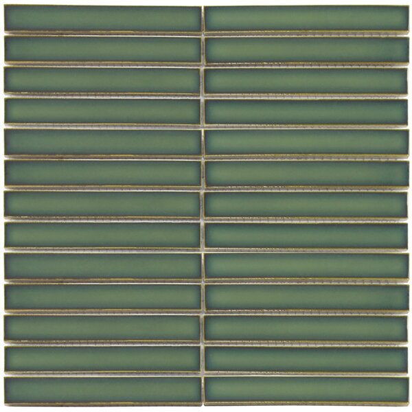 The Mosaic Factory Keramická mozaika zelená Mozaika Forest Green 2x14,5 (29,6x29,9) cm - SEF20525