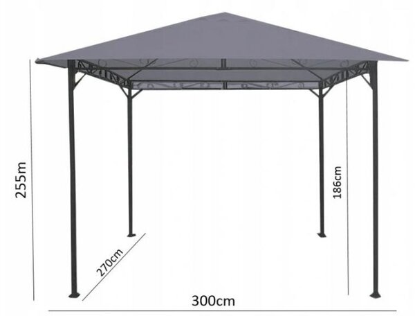 Zahradní altán, pavilon GARDE-LINE v šedé barvě 3 x 3 x 2,55 m
