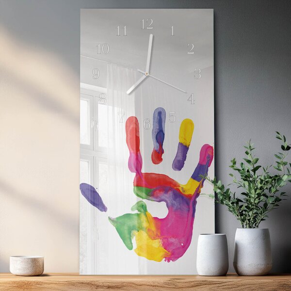 Skleněné hodiny vertikální Ruka zsppb-30x60-00091056