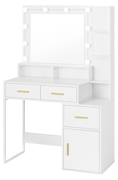 Kosmetický stolek - Toaletní stolek - Kosmetický stolek se zrcadlem a osvětlením - Nastavitelný - Regulace jasu - 10 LED diod