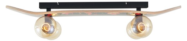 Nástěnná lampa černá s červenou 80 cm - Skateboard