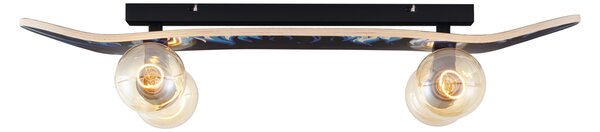 Nástěnná lampa černá s modrou 80cm - Skateboard