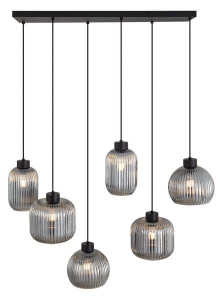 Designové závěsné svítidlo černé s kouřovým sklem 6-světel - Ana