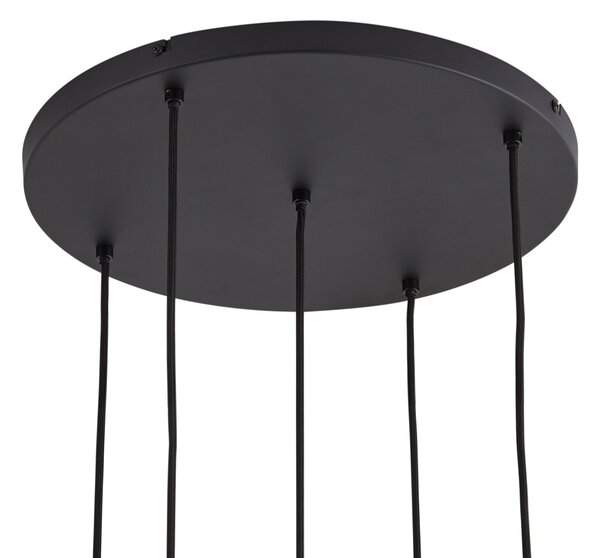 Designové závěsné svítidlo černé s kouřovým sklem 5-světelné - Ana