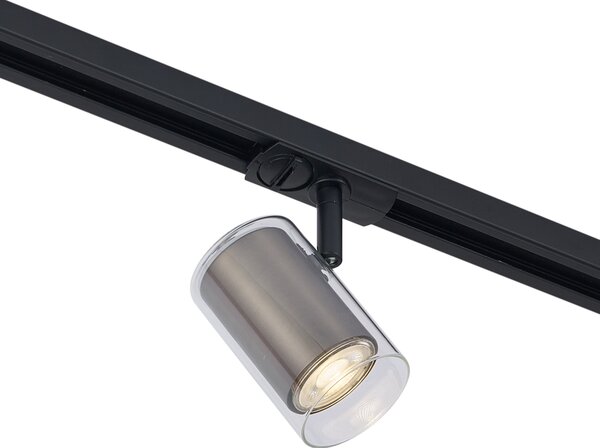 Moderní bodové svítidlo Gunmetal s čirým sklem pro 1fázový kolejnicový systém - Iconic Lloyd