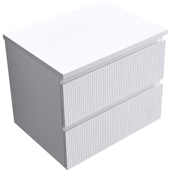 Koupelnová skříňka Carole + deska pod umyvadlo Navira Pro - 36 mm - bílá matná rýhovaná - 60x51,6x46 cm