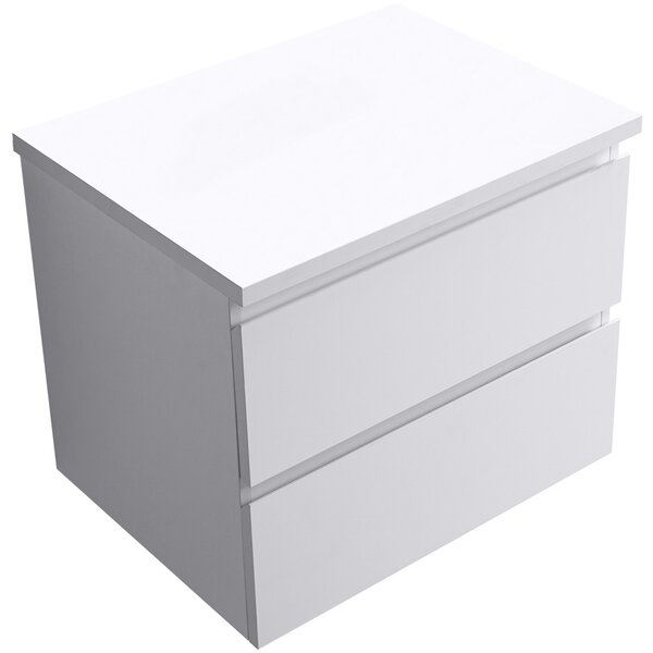Koupelnová skříňka Carole + deska pod umyvadlo Navira Pro - 36 mm - bílá matná - 60x51,6x46 cm