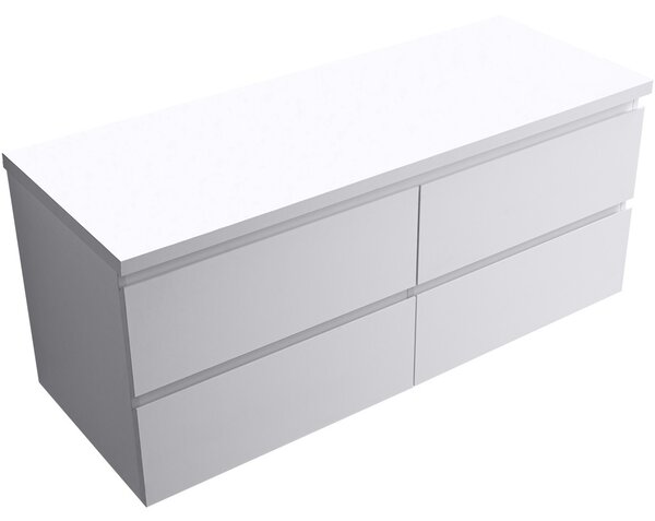 Koupelnová skříňka Carole + deska pod umyvadlo Navira Pro - 36 mm - bílá matná - 120x51,6x46 cm