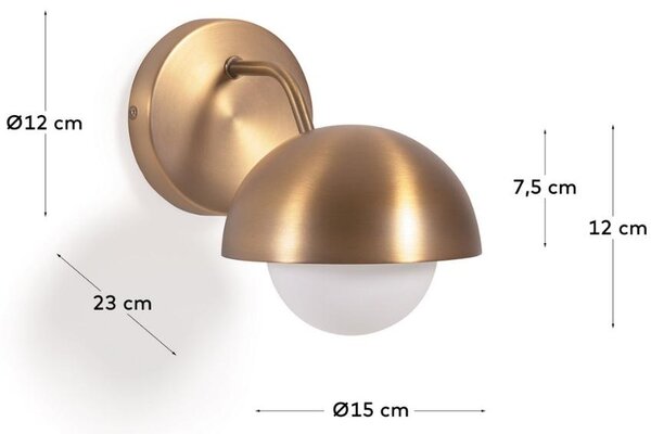 Zlatá kovová nástěnná lampa Kave Home Lonela