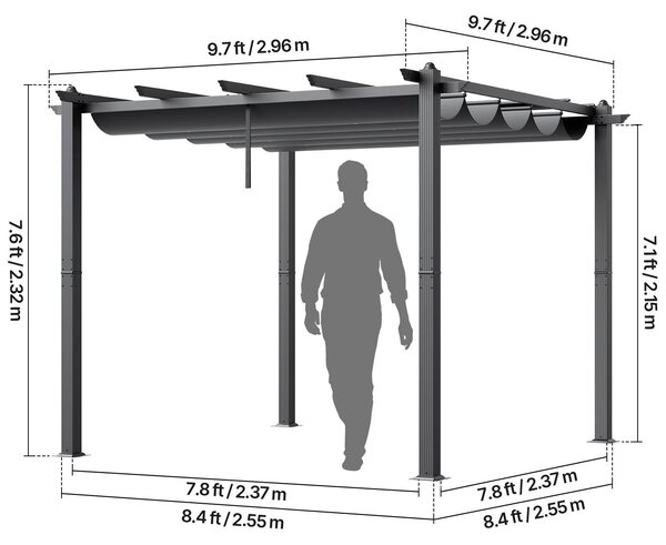 Pergola – Zahrádka – Krytá terasa – Zahrádní altán – Sluneční clona – Výsuvná střecha – Hliníková konstrukce