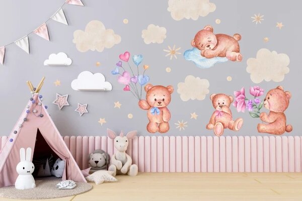 Nálepka země medvídků do dětského pokoje 60 x 120 cm