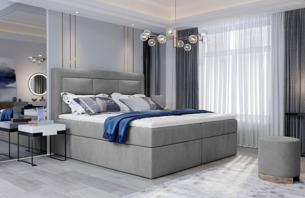 Kontinentální postel 180 cm Variv (světle šedá) (s matrací). 1025426