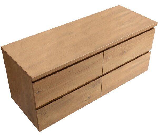 Koupelnová skříňka Carole + deska pod umyvadlo Navira Pro - 36 mm - dub medový - 120x51,6x46 cm